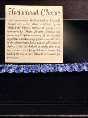 Technibond Blue Round-Cut Tennis Bracelet in 18 Kt Gold Bonded Setting